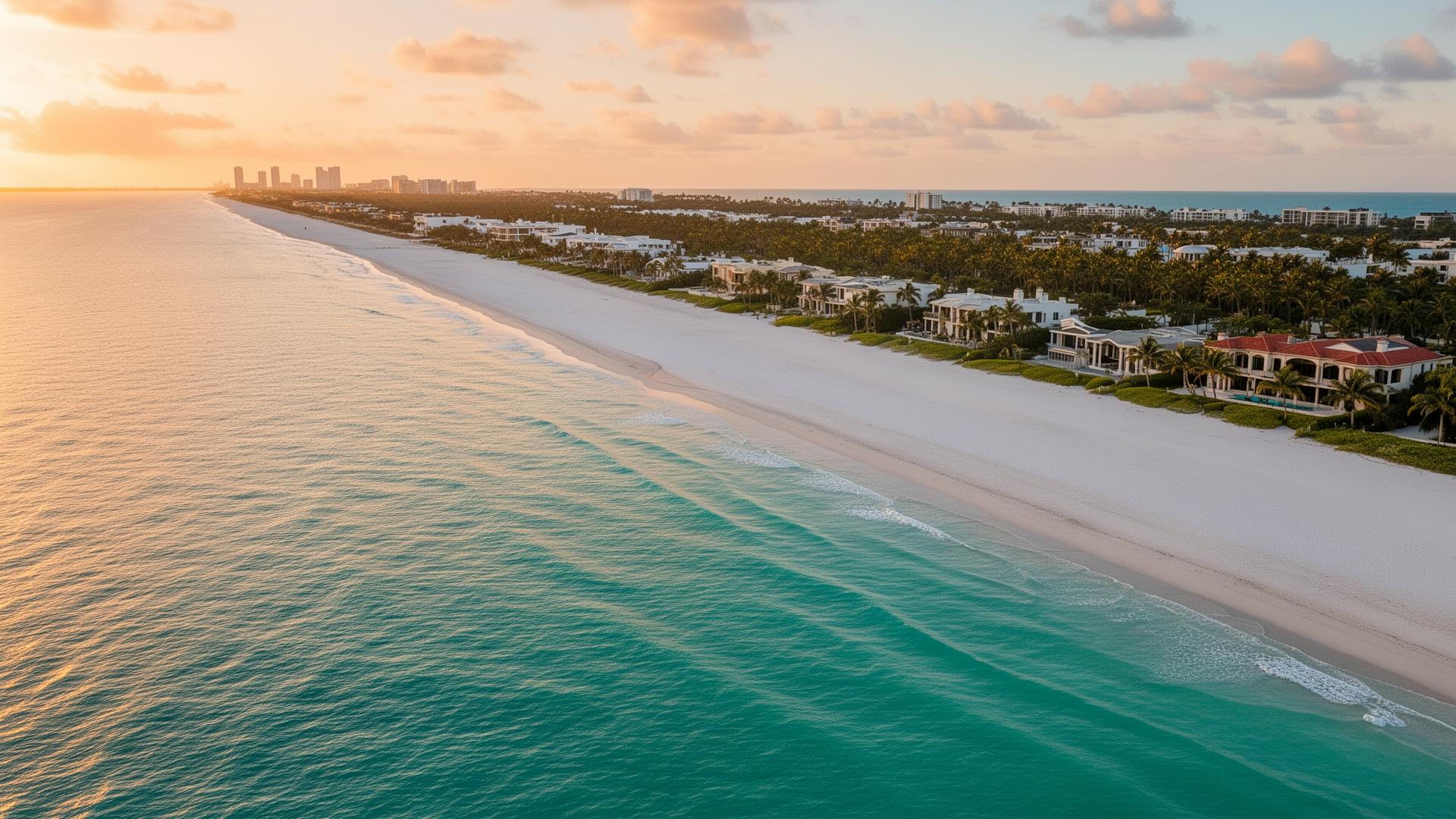 Miami coastline at golden hour